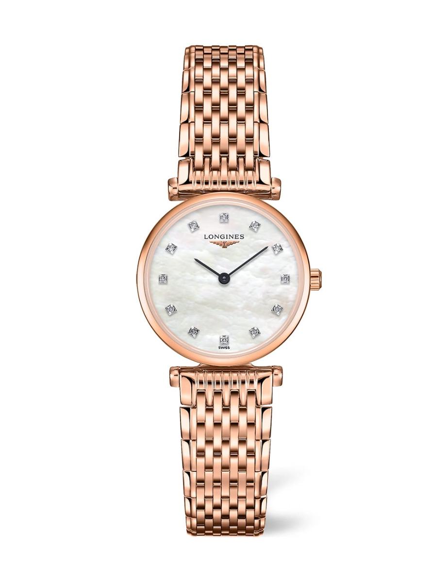 Longines L42091978 Women s La Grande Classique Diamond Bracelet Strap Watch Rose Gold Mother of Pearl