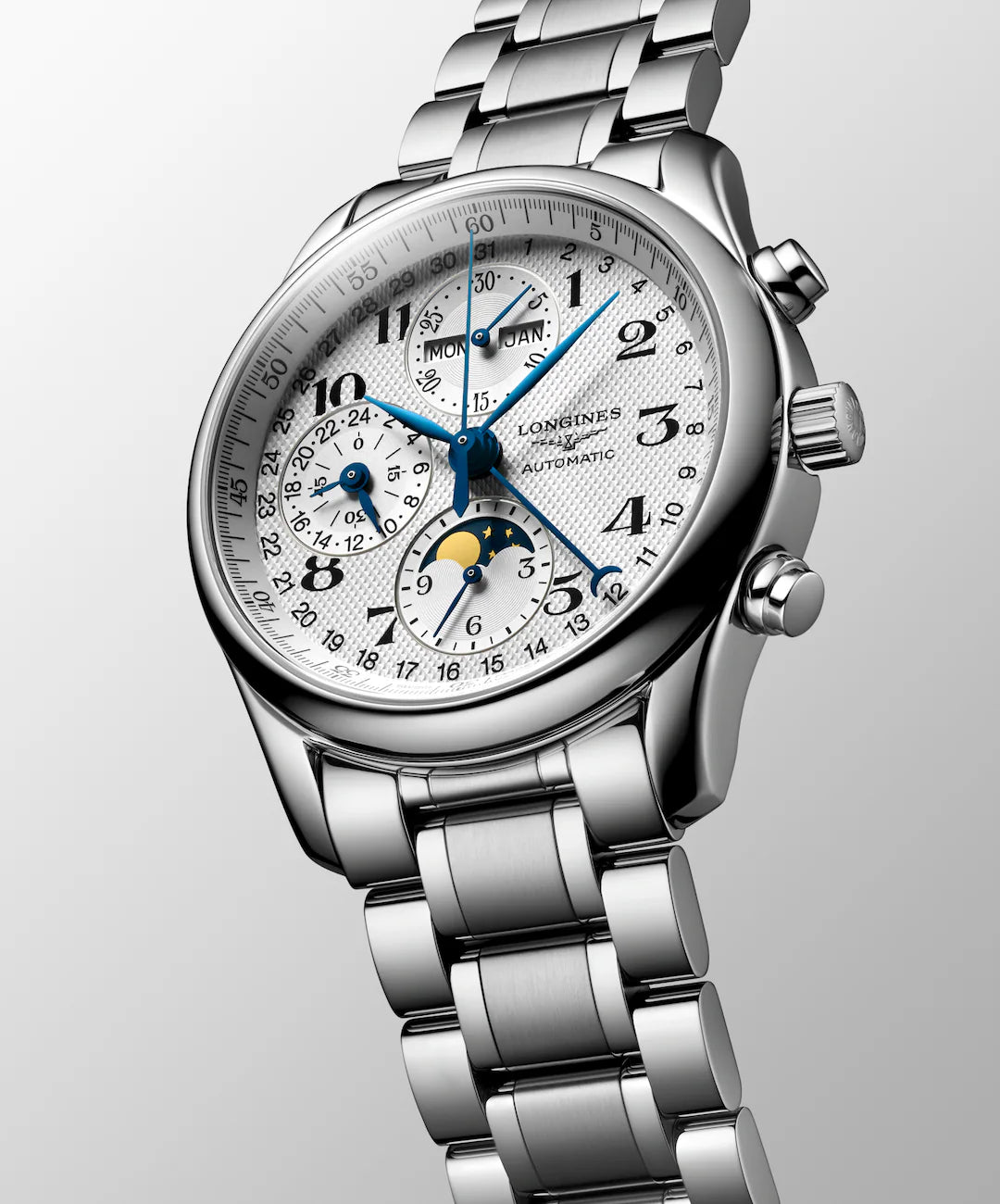 LONGINES MASTER COLLECTION CHRONO MOONPHASE
Automatic watch, Ø 40.00 mm, stainless steel.  L2.673.4.78.6